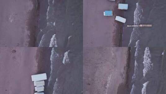 云南澄江抚仙湖沙滩上的停船高清在线视频素材下载