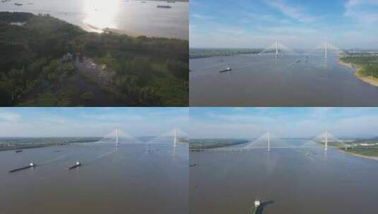 安徽望东长江大桥原始素材航拍视频高清在线视频素材下载