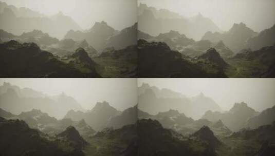 迷雾笼罩的神秘山脉高清在线视频素材下载