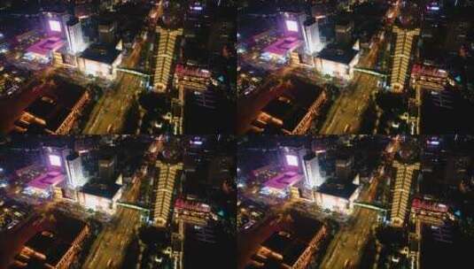 杭州大厦夜晚夜景环城北路车流延时高清在线视频素材下载