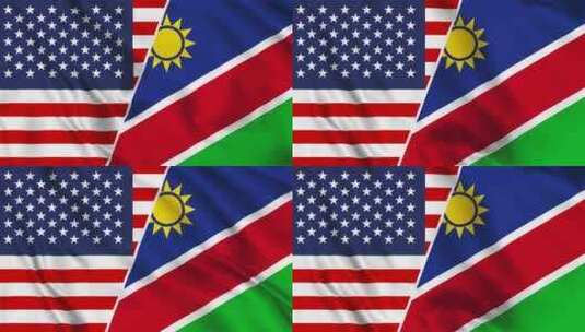 美国和纳米比亚国旗圈高清在线视频素材下载