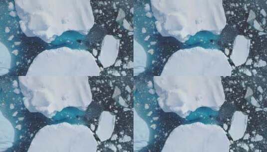 南极洲冰山海洋海景鸟瞰图高清在线视频素材下载