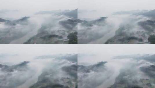 早晨桂林漓江边笼罩着一层薄雾高清在线视频素材下载