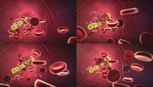 血液中的脂肪细胞，在血管内高清在线视频素材下载
