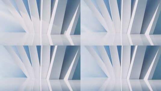 创意白色几何体建筑空间三维渲染高清在线视频素材下载