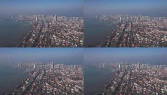 4K山东青岛老城区德式建筑天际线航拍视频高清在线视频素材下载
