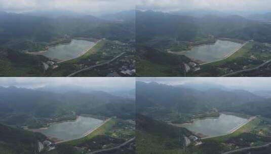 广东东莞：航拍青山环绕的清溪湖高清在线视频素材下载
