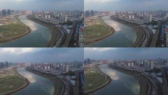 长沙湘江浏阳河火车夕阳城市街道烈士公园高清在线视频素材下载