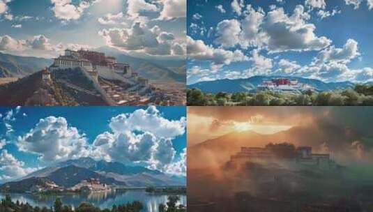 西藏布达拉宫延时高清在线视频素材下载