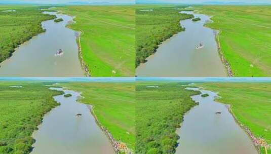 新疆伊犁昭苏天马浴河HDR航拍高清在线视频素材下载