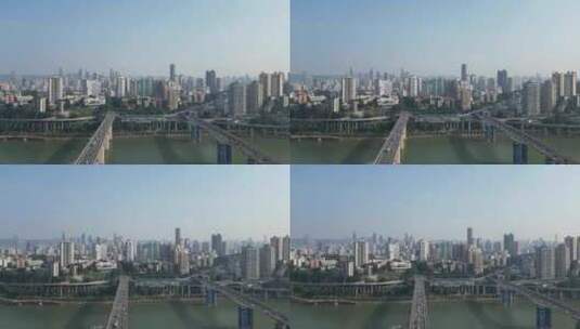航拍重庆嘉陵江大桥渝澳大桥高清在线视频素材下载