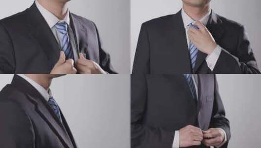 商务男士穿正装打领带穿西装西服整理着装高清在线视频素材下载