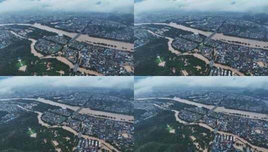 恶劣天气下洪水泛滥的桂林城区高清在线视频素材下载