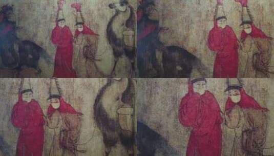 升格元代画作番骑图局部古代绘画4K素材高清在线视频素材下载