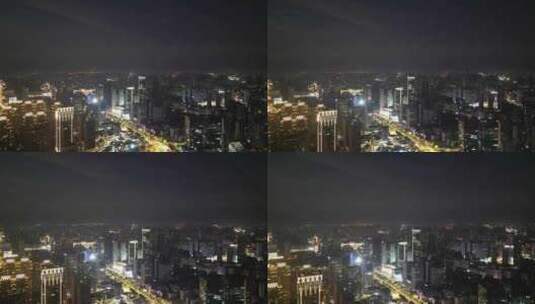 武汉夜景武汉西北湖CBD夜景航拍高清在线视频素材下载