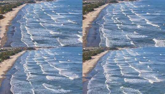 沿海公路边海浪翻涌的美丽海景高清在线视频素材下载