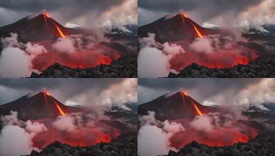 火山喷发自然景观高清在线视频素材下载