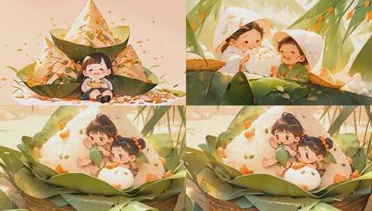 端午粽子节可爱场景 卡通动漫二次元风格高清在线视频素材下载
