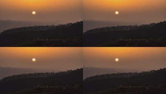 夕阳下的山林远景高清在线视频素材下载