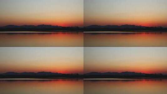 湖面落日夕阳晚霞高清在线视频素材下载