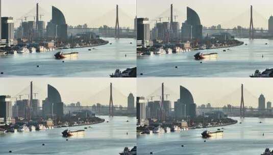 上海黄浦江畔城市与桥梁景观高清在线视频素材下载
