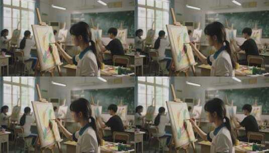 高考美术艺考学生教室绘画场景高清在线视频素材下载