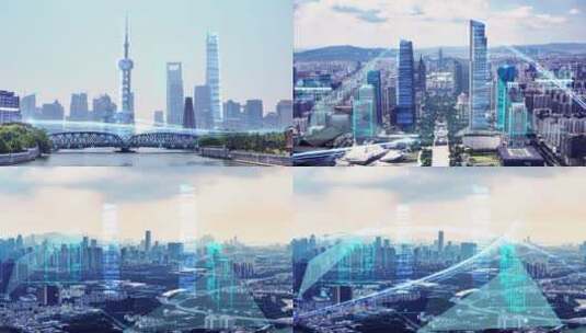 科技线条粒子HUD城市视频AE模板高清AE视频素材下载