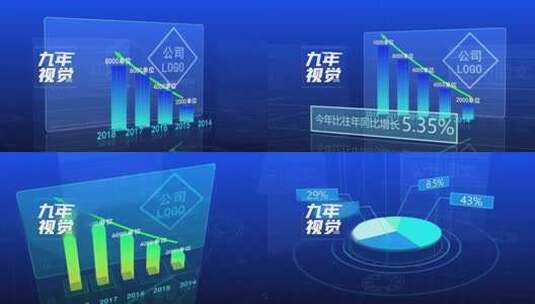 科技柱状图与饼图高清AE视频素材下载