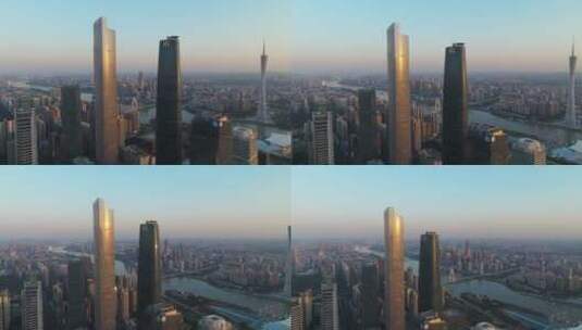 广州塔珠江新城地标建筑航拍高清在线视频素材下载