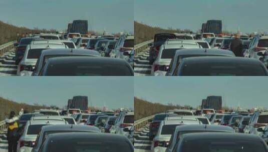 高速公路肇事堵车延时摄影高清在线视频素材下载