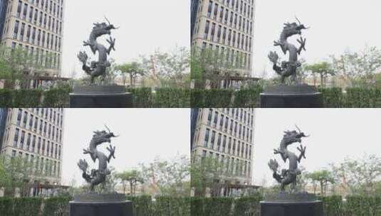 青铜中国龙雕塑高清在线视频素材下载