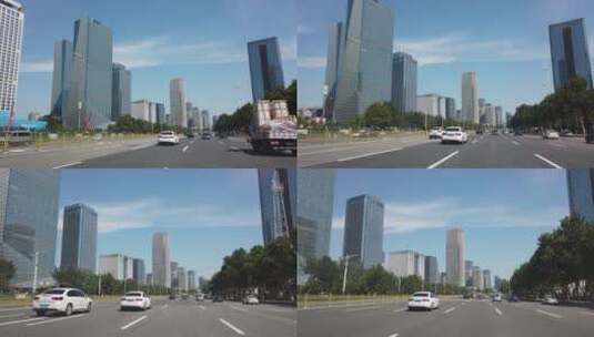 4k 城市道路和现代建筑高清在线视频素材下载