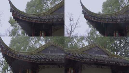 江南烟雨升格，屋檐滴水，古代屋檐高清在线视频素材下载