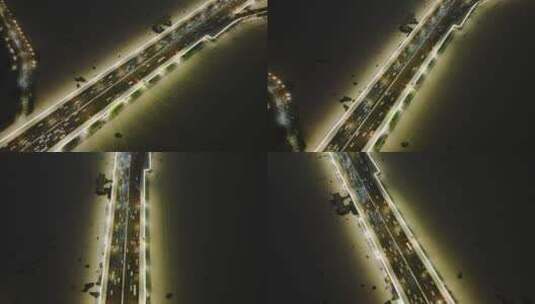 城市夜景 沈阳 夜景 五里河 浑河 车流 航拍高清在线视频素材下载