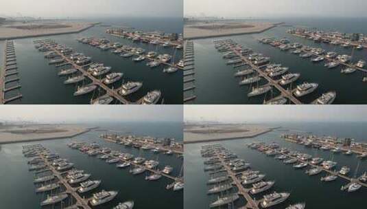 原创 辽宁大连市东港游艇码头航拍景观高清在线视频素材下载