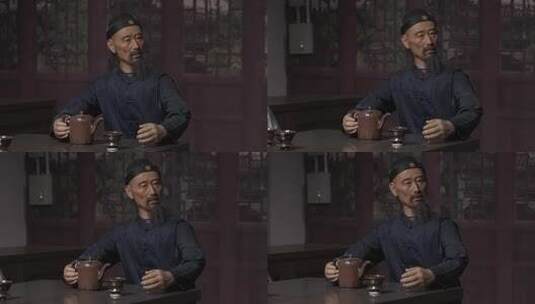 磁州窑博物馆茶馆文化雕塑10高清在线视频素材下载