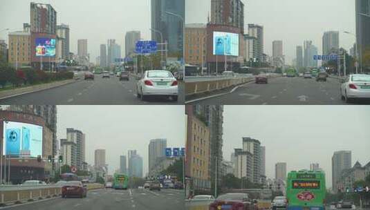 城市快速通道公路汽车驾驶视角行车记录仪高清在线视频素材下载