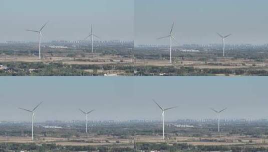 农田+风力发电高清在线视频素材下载