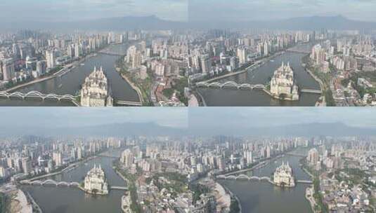 福州中洲岛航拍解放大桥闽江航拍60帧素材高清在线视频素材下载