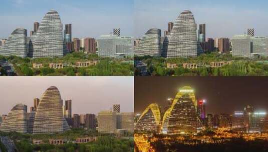 北京市望京SOHO日转夜延时素材高清在线视频素材下载