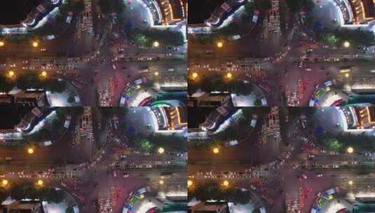 广西桂林城市夜景灯光交通车辆航拍高清在线视频素材下载