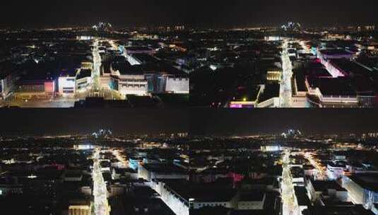 江苏苏州观前街步行街夜景航拍高清在线视频素材下载