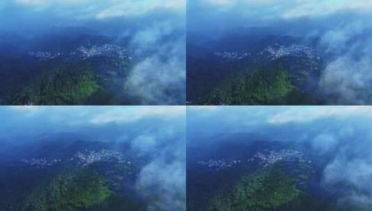 清晨日出4K航拍大自然风景树林云雾高清在线视频素材下载
