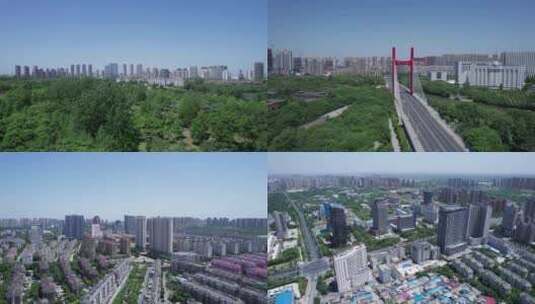 六安城市航拍合集淠河总干渠淠史杭大桥高清在线视频素材下载