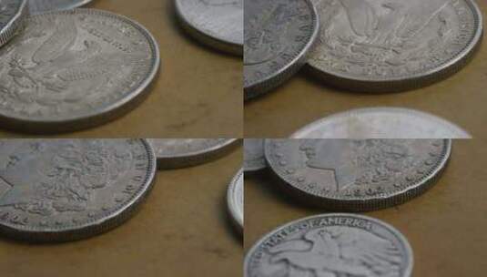 美国硬币的旋转镜头高清在线视频素材下载