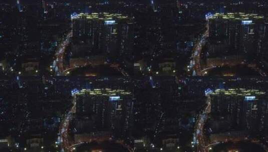 广州城市交通夜景航拍高清在线视频素材下载