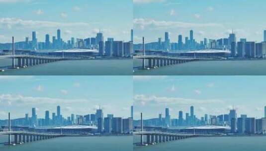 4K澳门港珠澳大桥口岸航拍高清在线视频素材下载