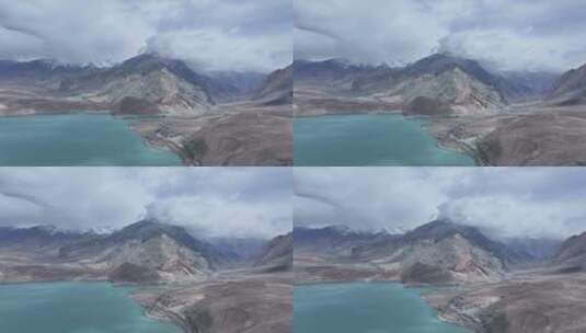 新疆 峡谷 湖泊 雪山 白沙湖 南疆高清在线视频素材下载