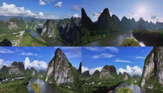 （合集）中国广西桂林山水黄布倒影漓江风光高清在线视频素材下载