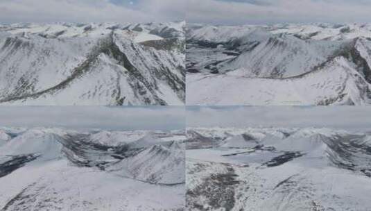 航拍西藏林芝思金拉措周边的雪山高清在线视频素材下载